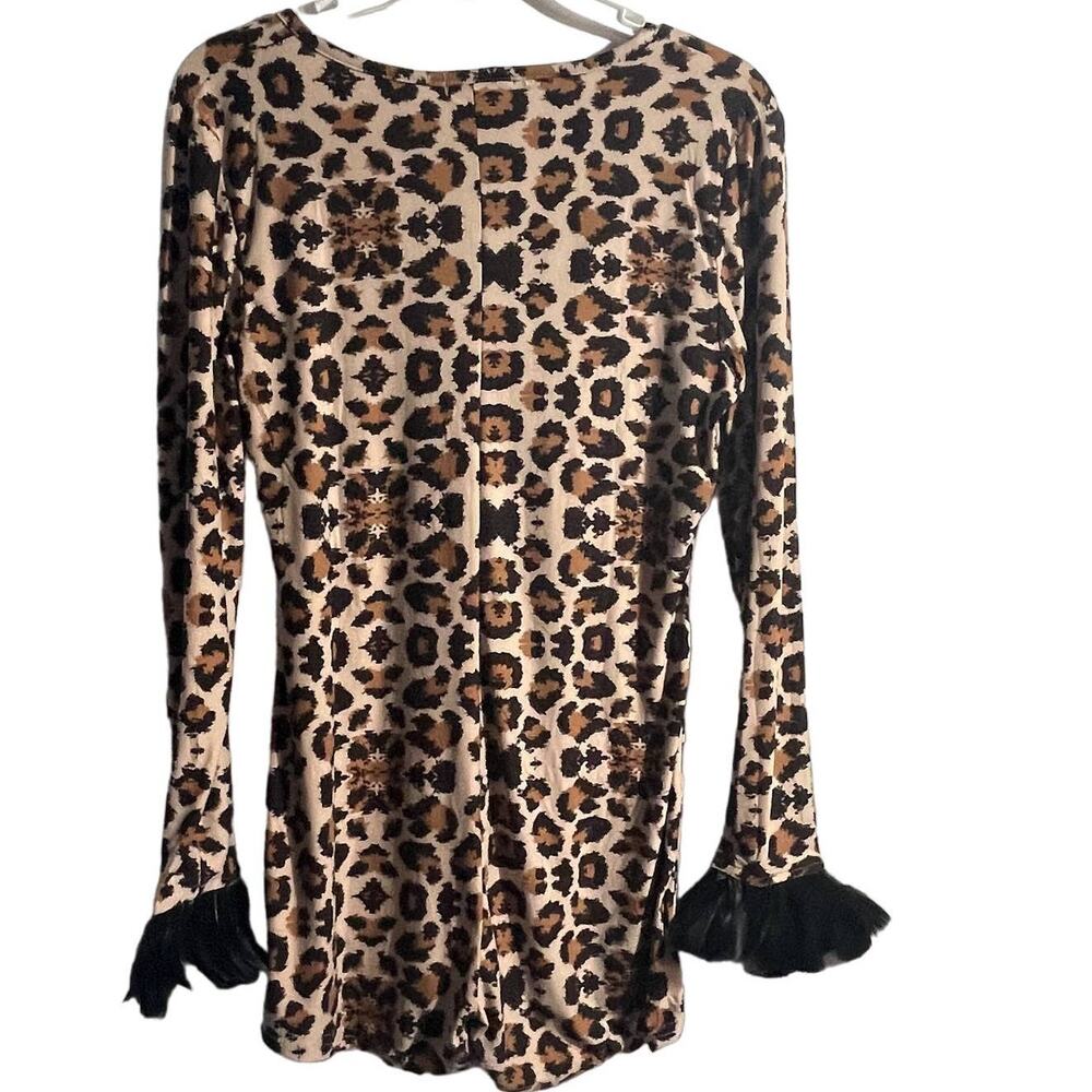 SKU 1612 Simply Fabulous Romper Sleepwear Large Animal Print Feathers NWT